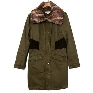🖤 Women's Parka Jacket | Removal Faux Fur Trim | New York & Co. | Olive | Large